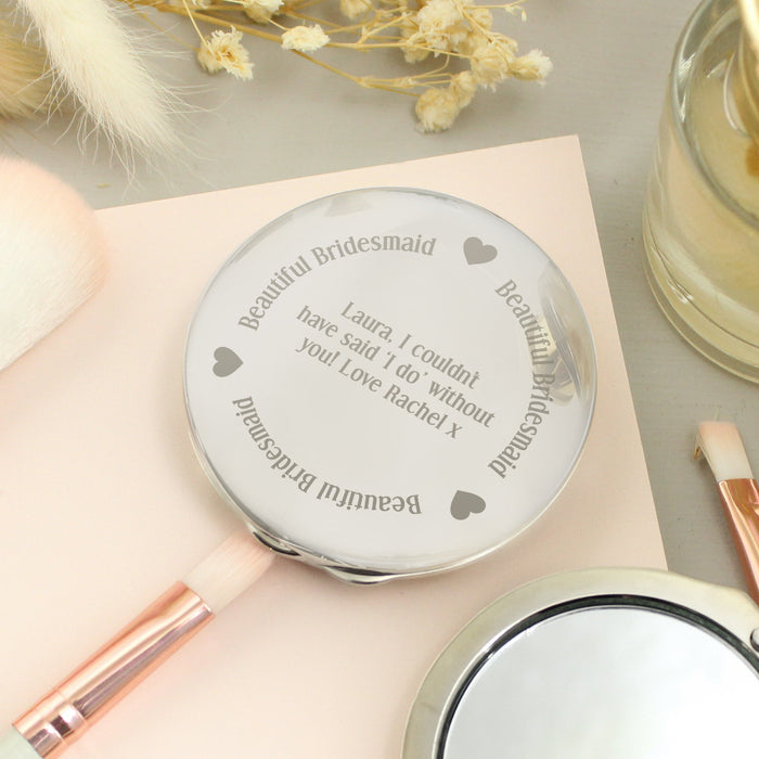Engraved Beautiful Bridesmaid Compact Mirror