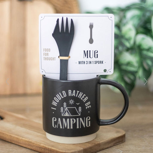 I Would Rather Be Camping Mug with 3-in-1 Spork