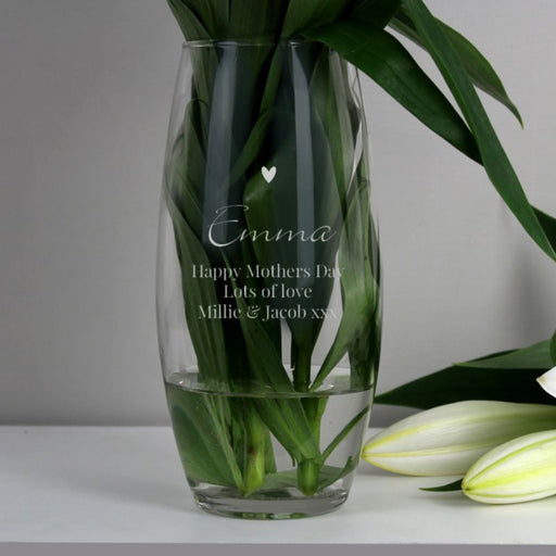 Engraved Step Mum Glass Vase