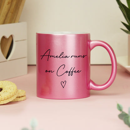 Personalised Pink Glitter Heart Mug