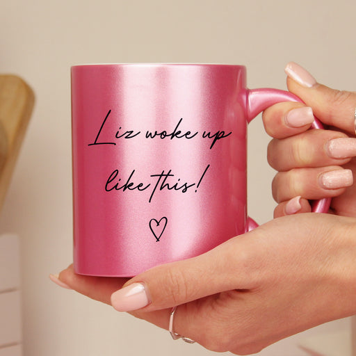 Personalised Pink Glitter Heart Mug