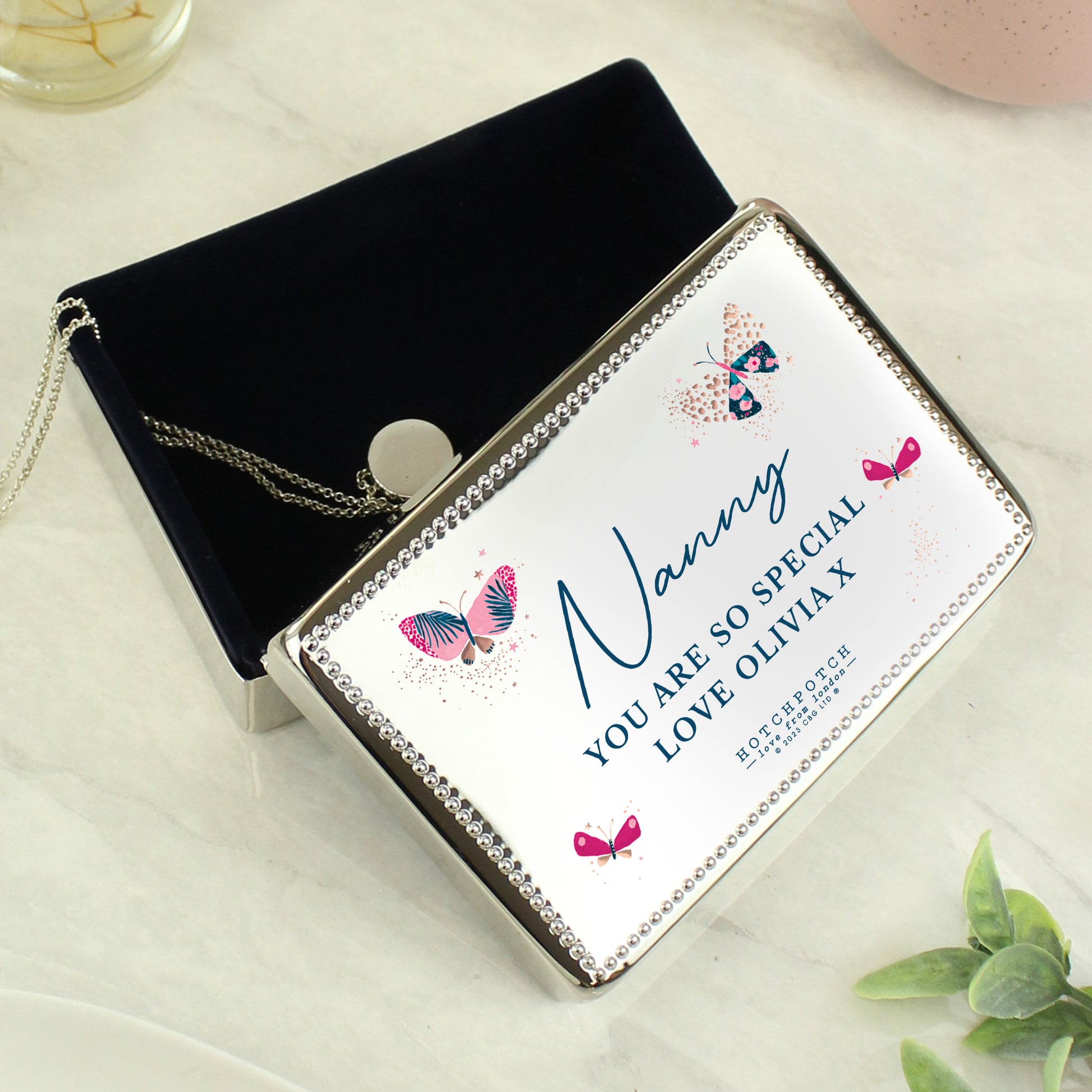 Personalised Butterfly Rectangular Jewellery Box