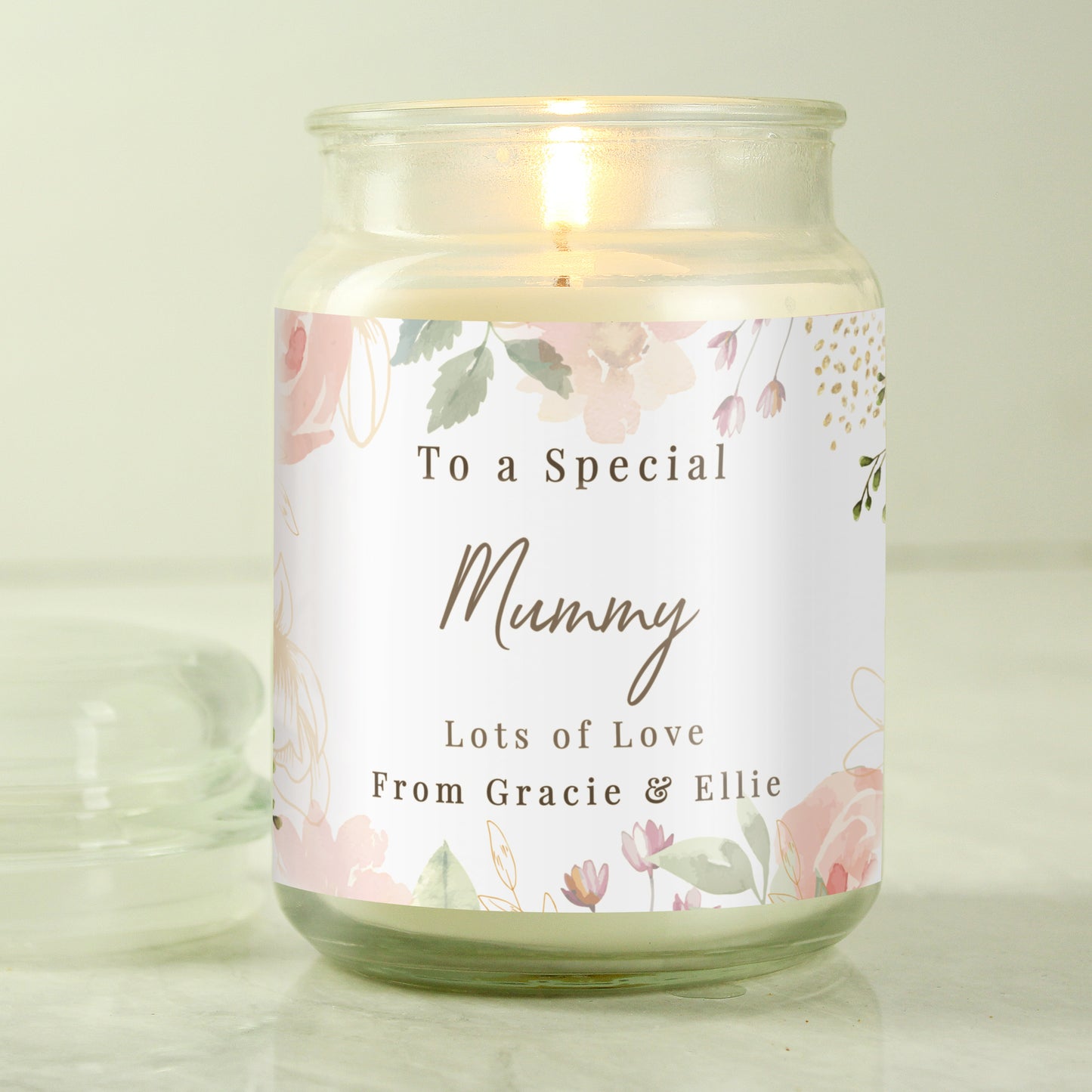 Personalised Large Floral Candle Jar