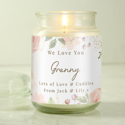 Personalised Large Floral Candle Jar