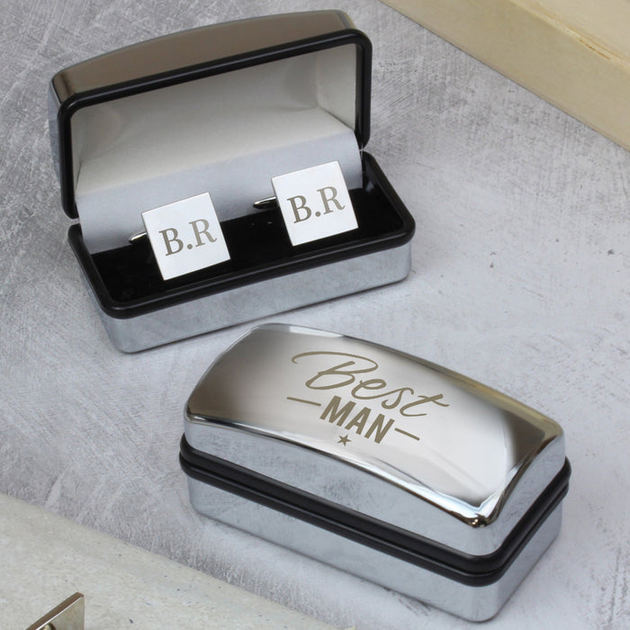 Engraved Best Man Wedding Cufflinks & Box Gift Set