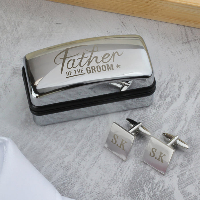 Engraved Father of the Groom Wedding Cufflinks & Box Gift Set