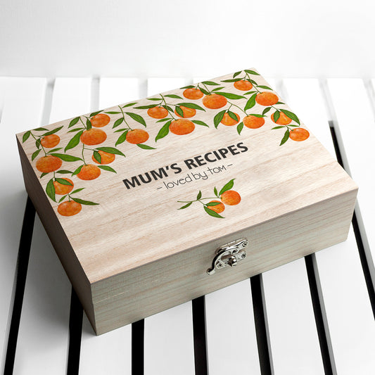 Personalised Wooden Recipe Box - Oranges