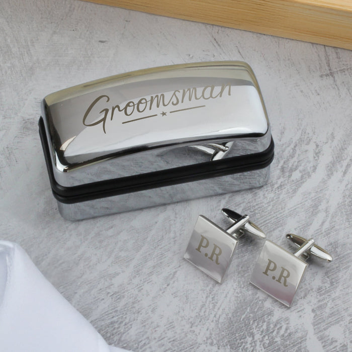 Engraved Groomsman Wedding Cufflinks & Box Gift Set