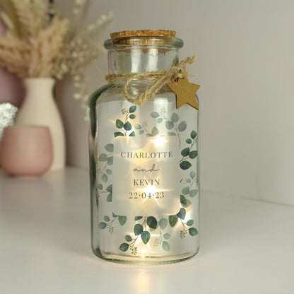 Personalised Botanical LED Light Glass Jar