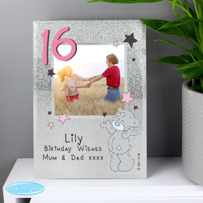 Personalised Me To You 16th Birthday Glitter Glass Photo Frame - 4x4