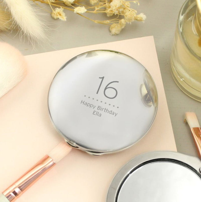 Personalised 16th Birthday Round Compact Mirror