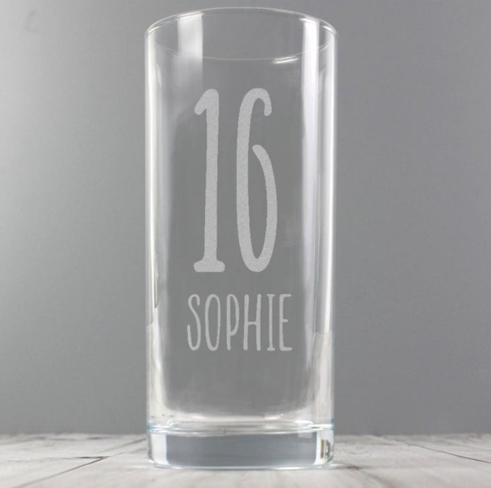 Personalised 16th Birthday Hi Ball Glass