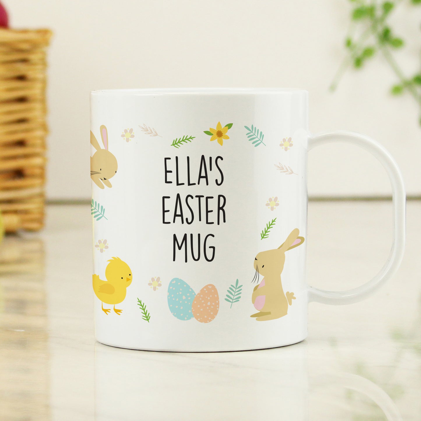 Personalised Easter Bunny & Chick Plastic Mug