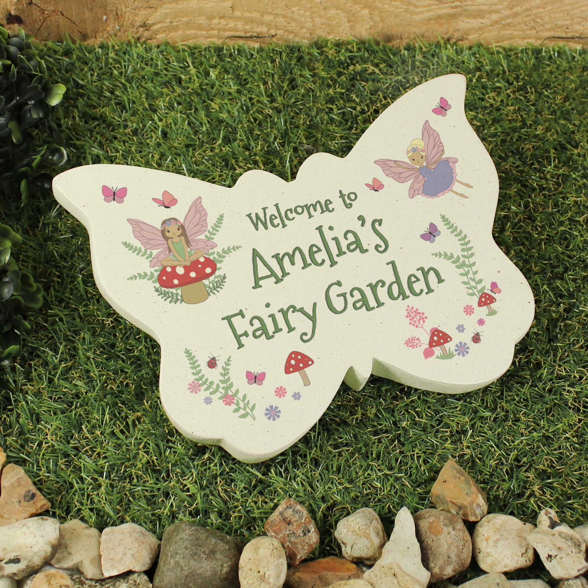 Personalised Fairy Garden Butterfly Sign Ornament 