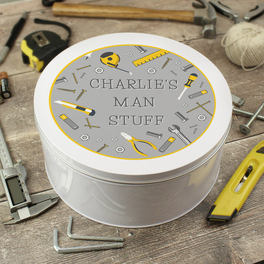 Personalised Man Stuff Bits & Bobs Storage Tin