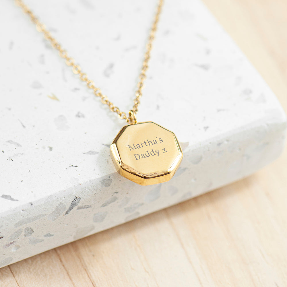 Personalised Men's Gold Infinity Octagon Pendant Necklace