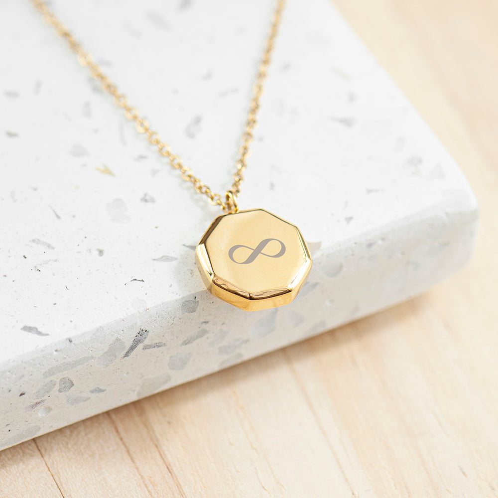 Personalised Men's Gold Infinity Octagon Pendant Necklace