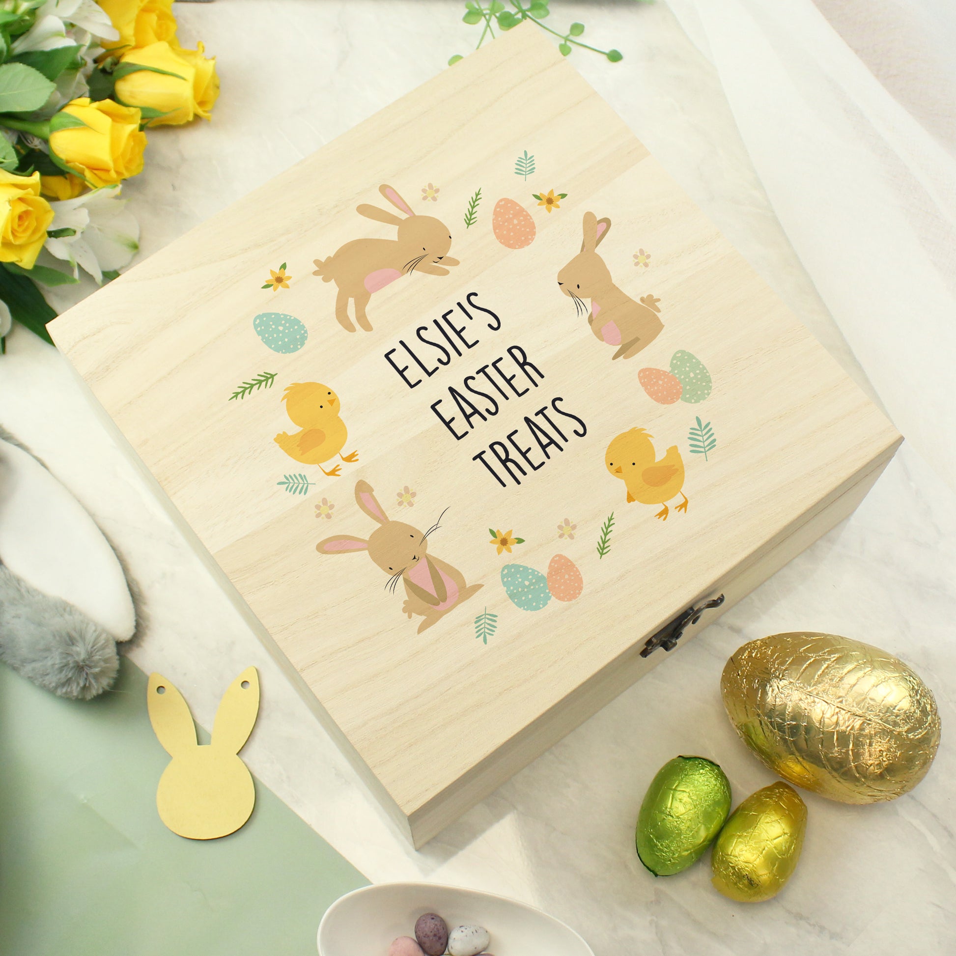 Personalised Easter Bunny Wooden Treat Box