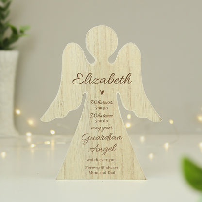 Personalised Guardian Angel Wooden Angel Decoration