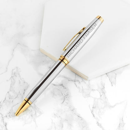 Engraved Cross Coventry Pen - Chrome Gold