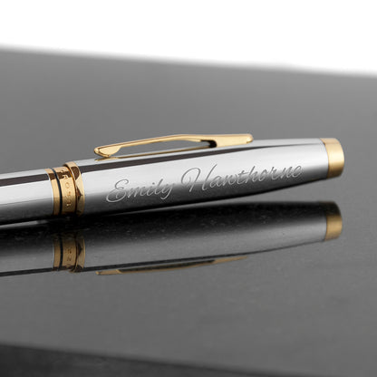 Engraved Cross Coventry Pen - Chrome Gold