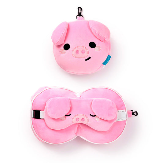 Oliver the Pig Relaxeazzz Travel Pillow & Eye Mask