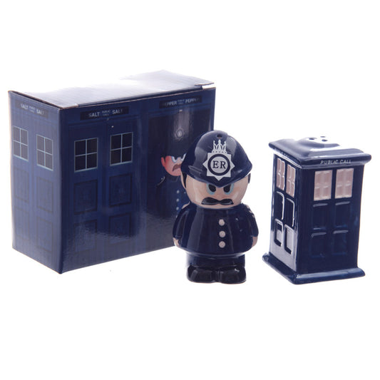 London Police Box and Policeman Ceramic Salt & Pepper Shakers Set