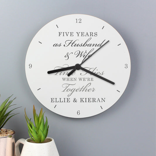 Personalised Anniversary Wooden Clock