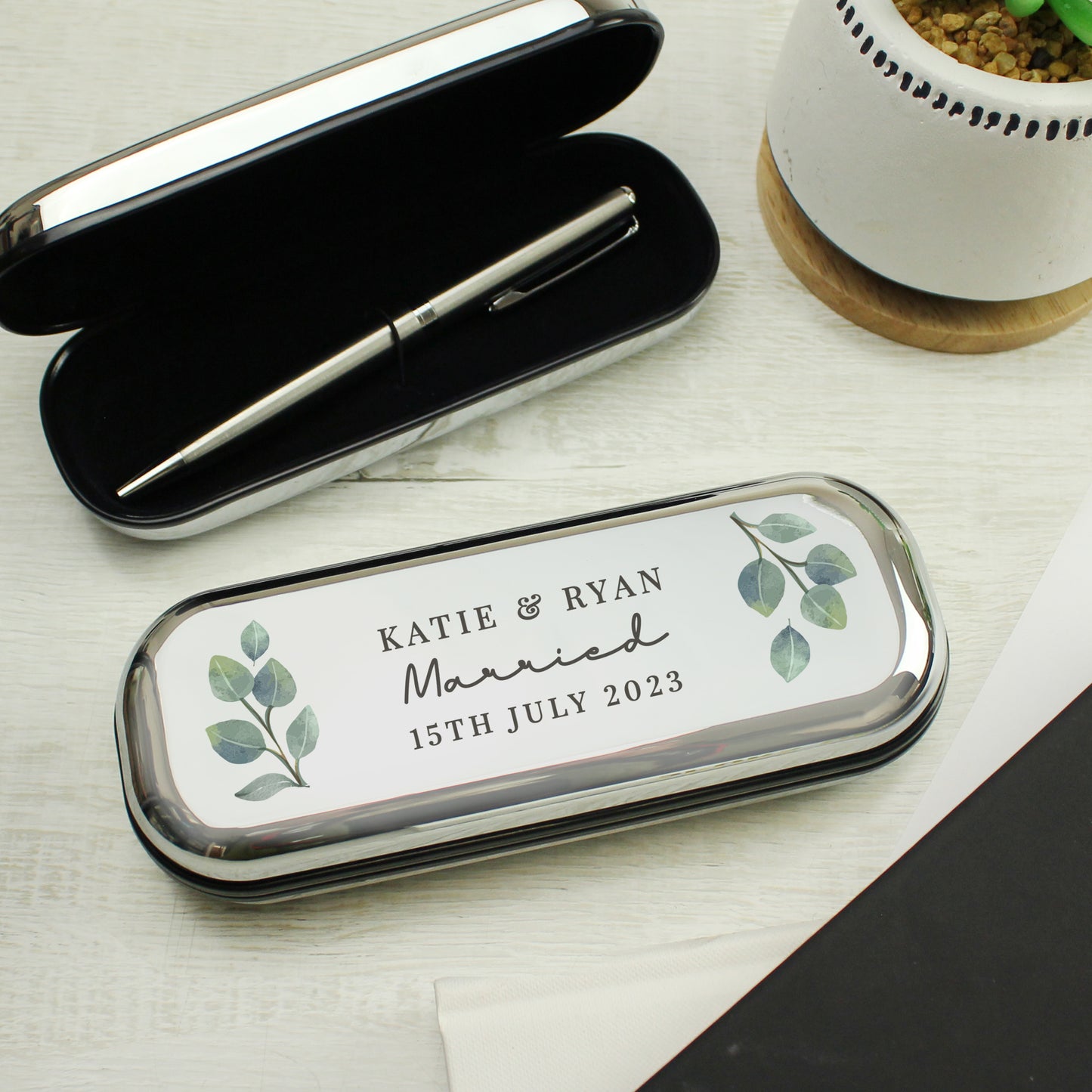 Personalised Botanical Pen and Box Set