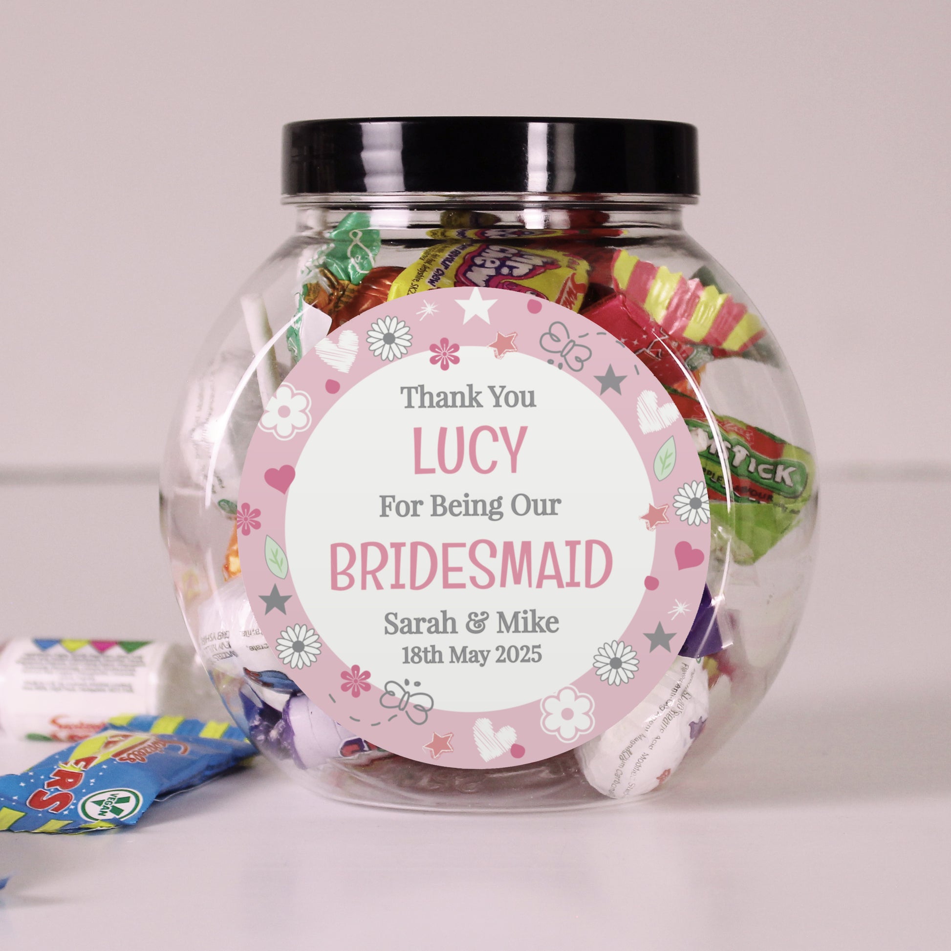 Personalised Bridesmaid Sweet Jar Gift