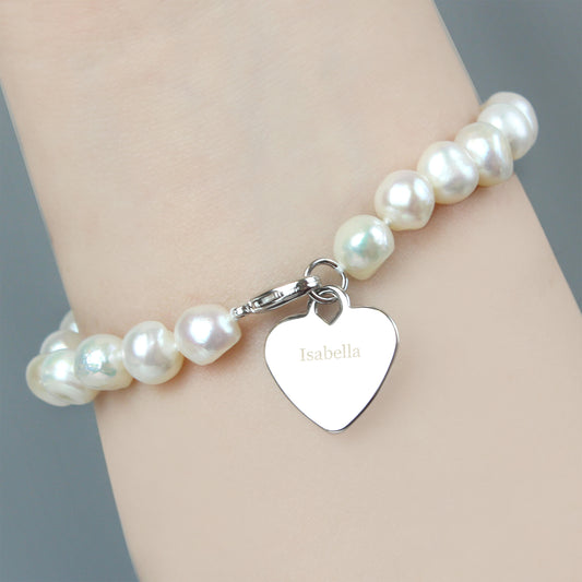 Personalised White Freshwater Pearl Name Bracelet