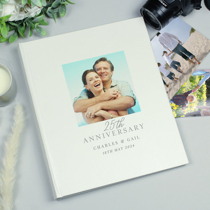 Personalised Photo Upload Silver 25th Anniversary Photo Album