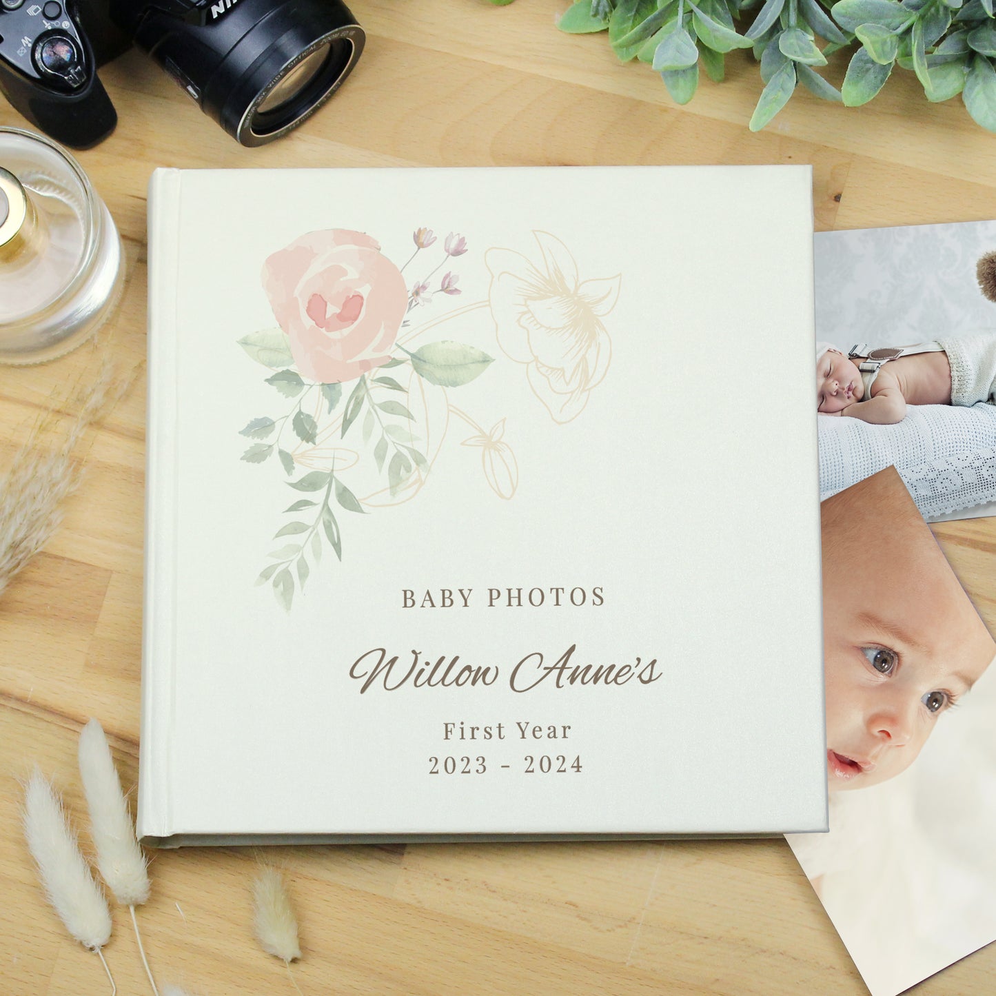 Personalised Floral Square Photo Album