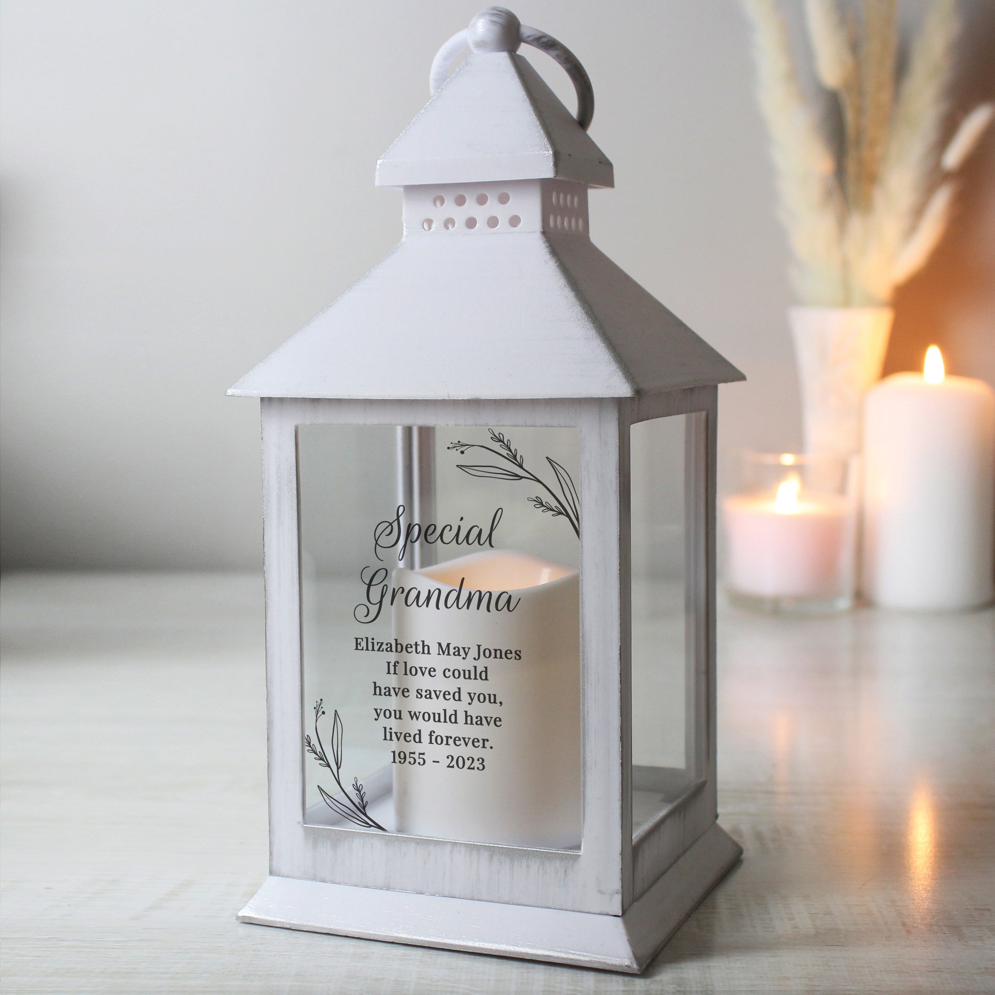 Personalised Memorial White Lantern