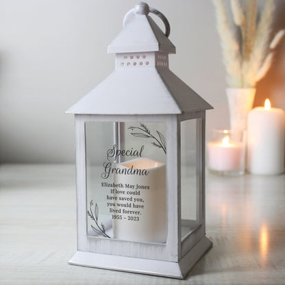 Personalised Memorial White Lantern