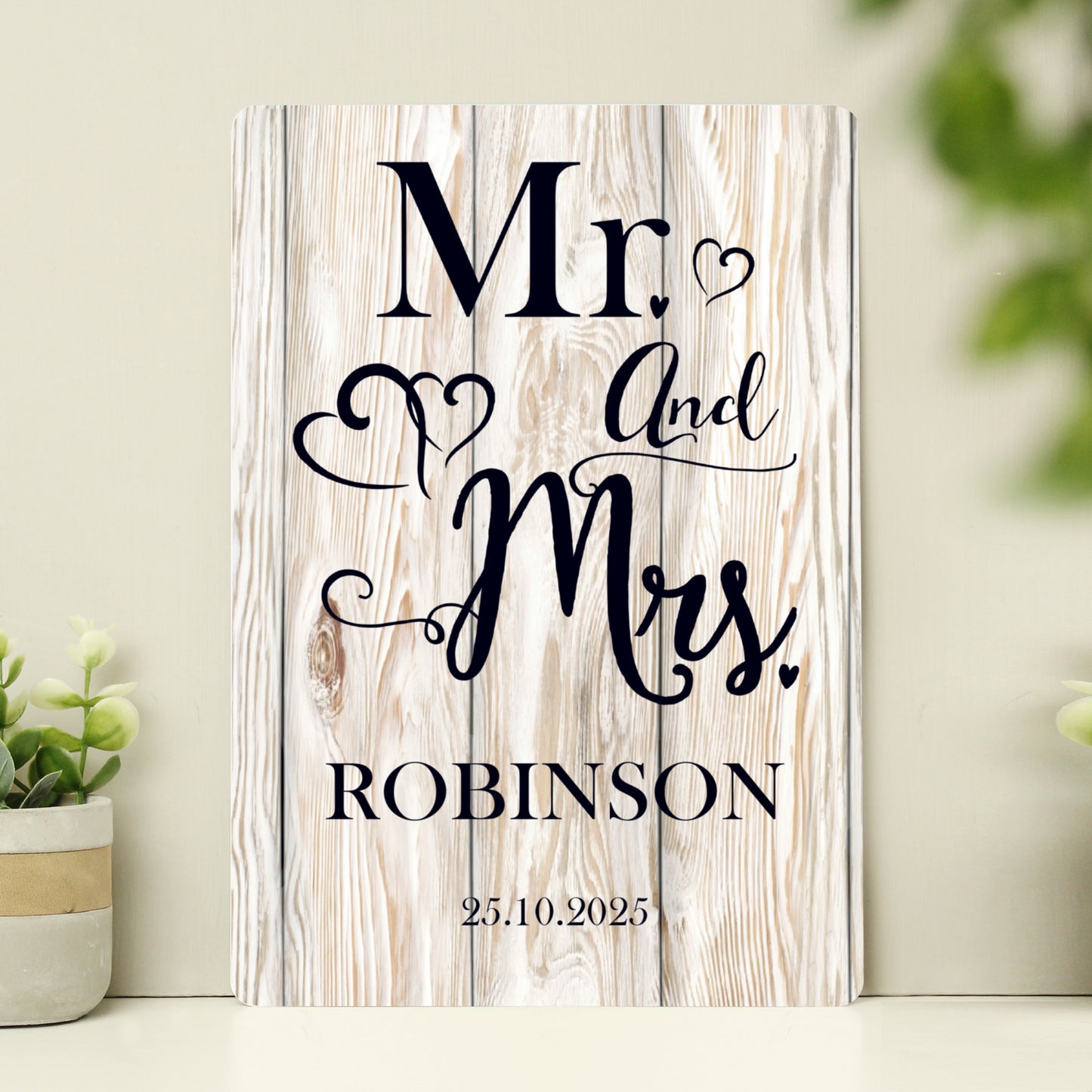 Personalised Mr & Mrs Wedding Metal Sign