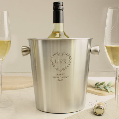 Personalised Botanical Couples Stainless Steel Ice Bucket