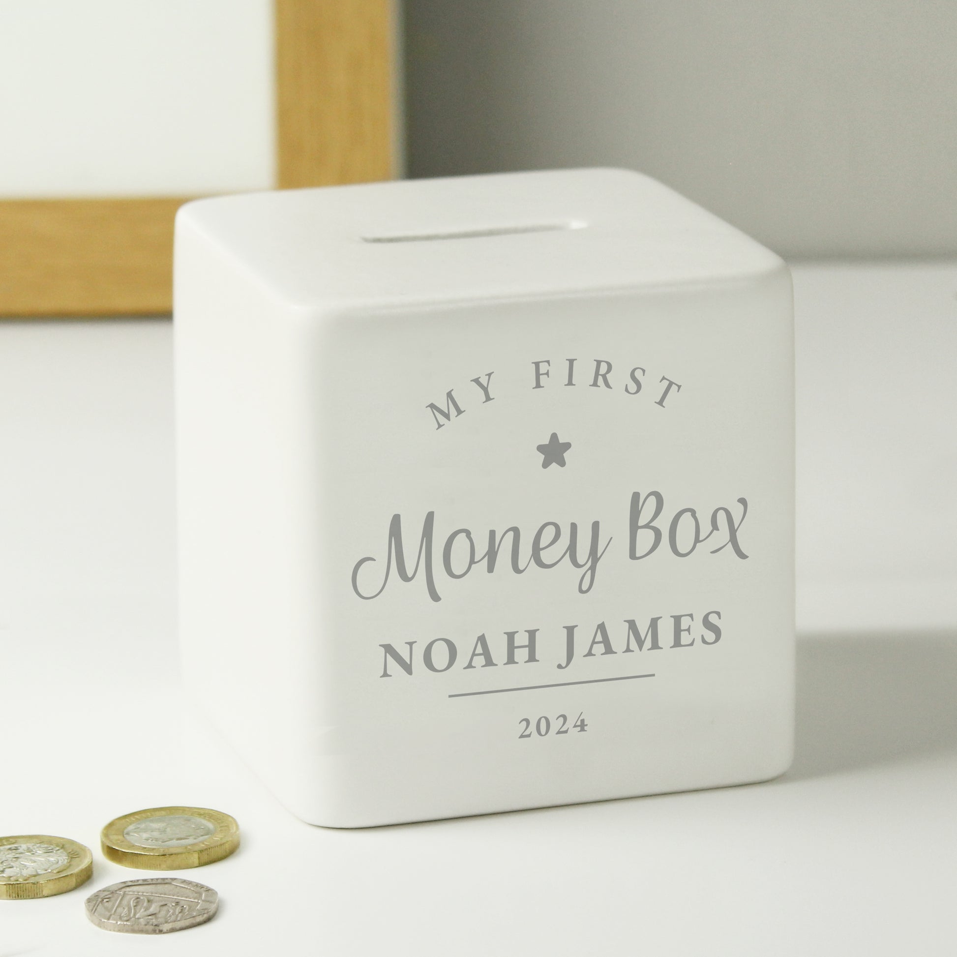 Personalised My First Ceramic Square Money Box