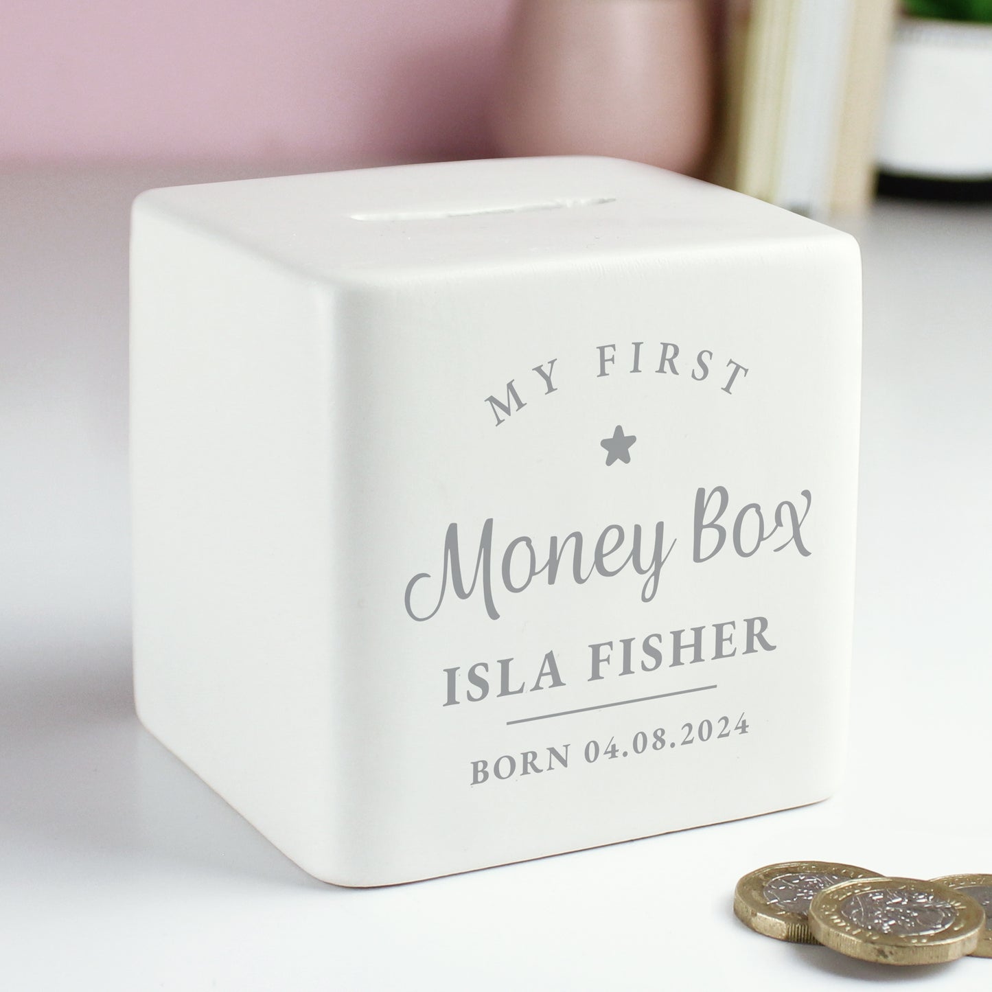 Personalised My First Ceramic Square Money Box