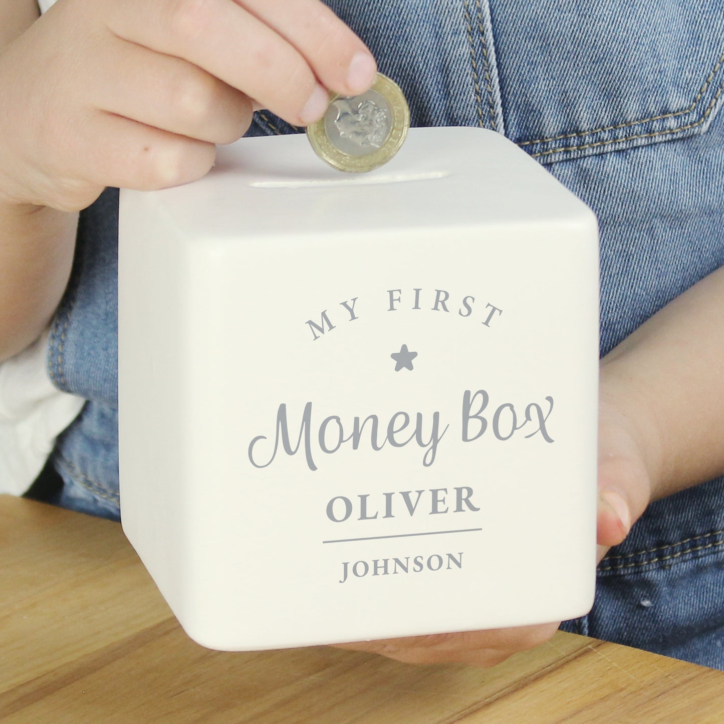 Personalised My First Ceramic Square Money Box