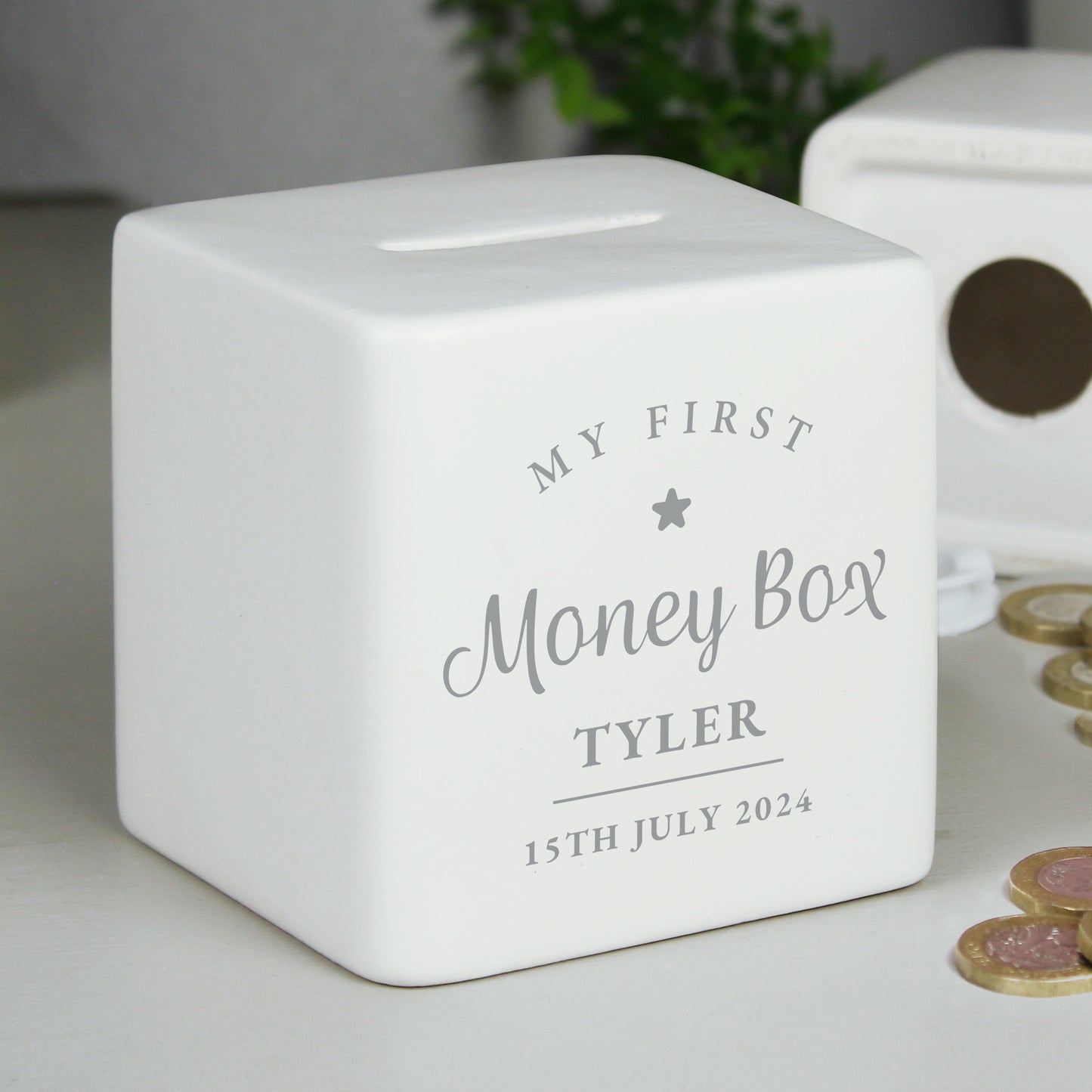 Personalised My First Ceramic Square Money Box