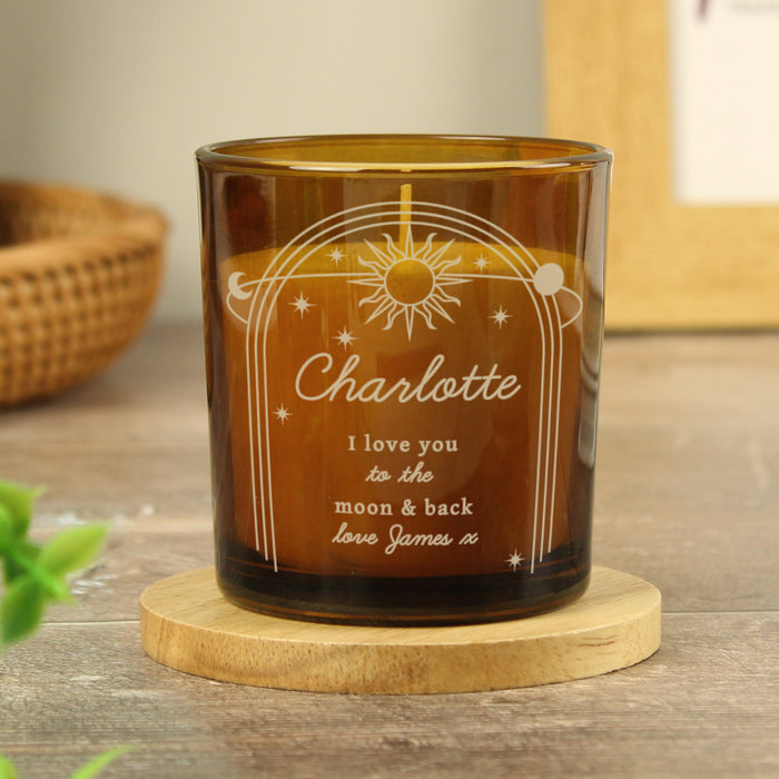 Personalised Celestial Amber Glass Candle