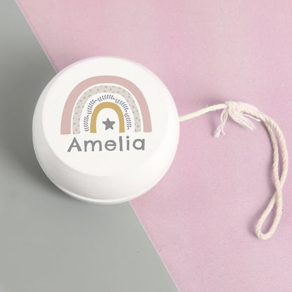 Personalised Rainbow White Wooden Yoyo