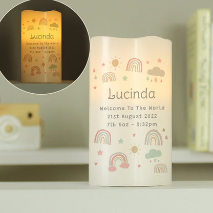 Personalised Rainbow Night Light LED Candle