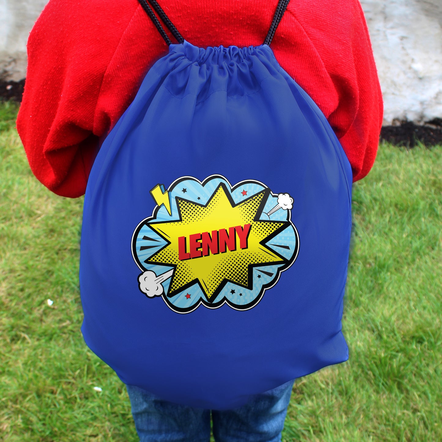 Personalised Superhero Comic Book Blue Kit Bag