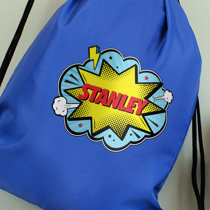 Personalised Superhero Comic Book Blue Kit Bag