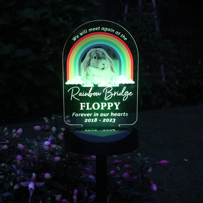 Personalised Rainbow Bridge Pet Memorial Outdoor Solar Light