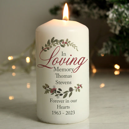 Personalised In Loving Memory Memorial Wreath Candle