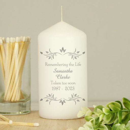 Personalised Sentiments Memorial Pillar Candle