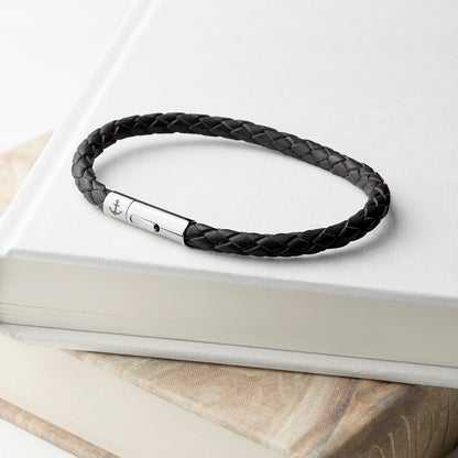 Personalised Men's Anchor Capsule Leather Bracelet